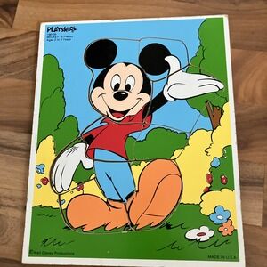 PLAYSKOOL PUZZLE MICKEY MOUSE 190-05 WALT DISNEY Vintage Wooden  - 9 Pieces